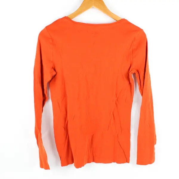 JCP Women's M Orange 100% Cotton Long Sleeve Round Neck Shirt