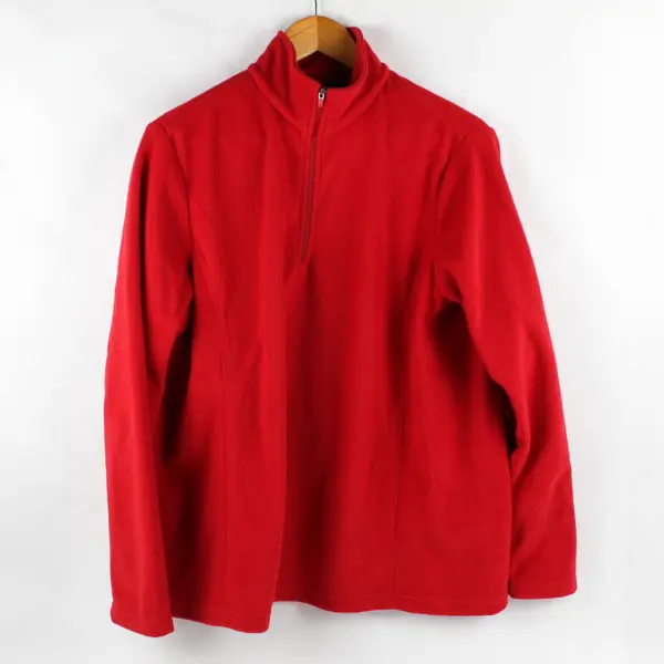 Lands' End Women's L Red Fleece Long Sleeve 1/4 Zip Jacket