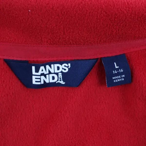 Lands' End Women's L Red Fleece Long Sleeve 1/4 Zip Jacket