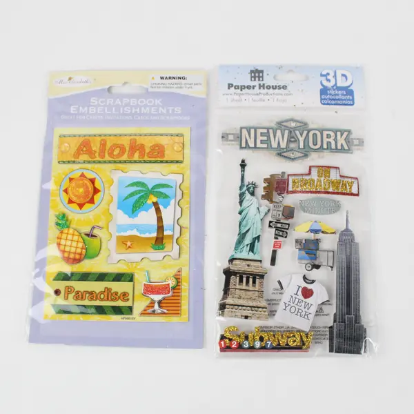 Lot of 5 Scrapbook Embellishments: New York, Vacation, Baby, etc. Themes New