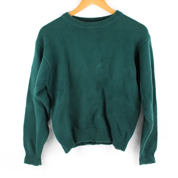 Vintage Essential Elements Women's S Teal 100% Cotton Knit Sweater