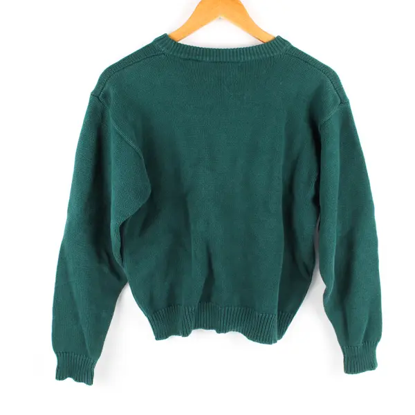 Vintage Essential Elements Women's S Teal 100% Cotton Knit Sweater