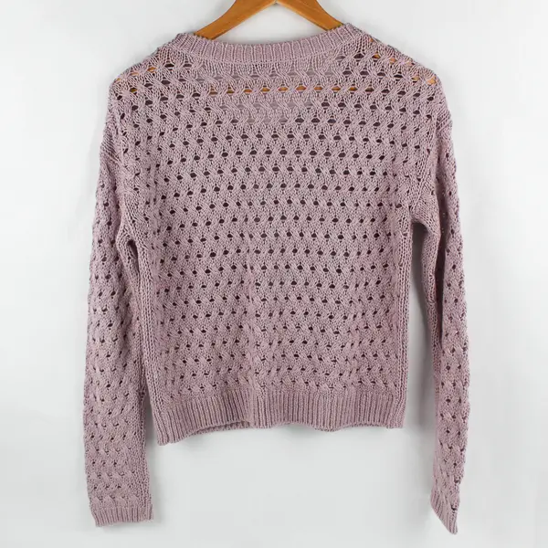 Halogen Women’s S Lilac Open Knit Long Sleeve Sweater