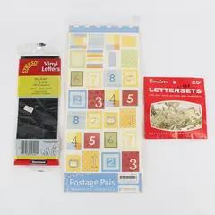 Lot of 3 Alphabet Letters & Numbers Sticker Scrapbooking Sheets