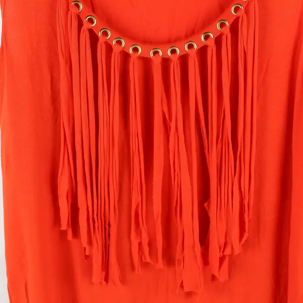 Michael Kors Women's L Bright Orange Fringe and Grommet Design Tank Top