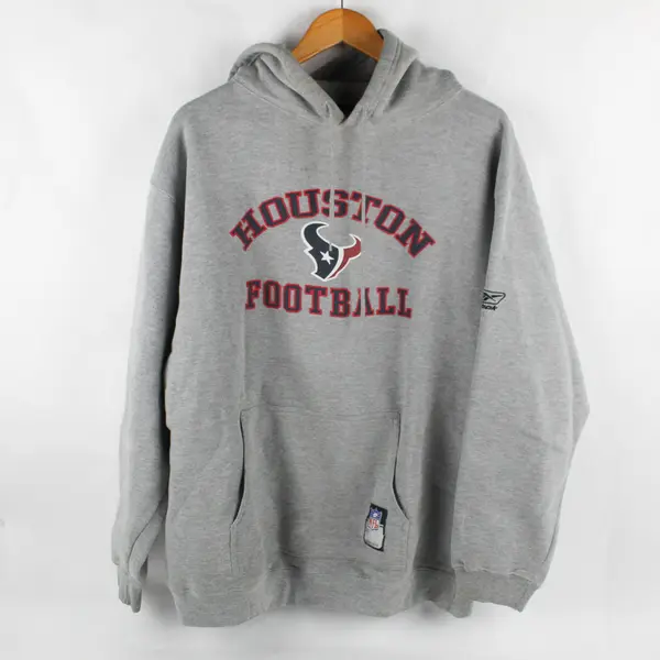 NFL Team Apparel Reebok Men's L Gray Houston Texas Football Heavyweight Hoodie