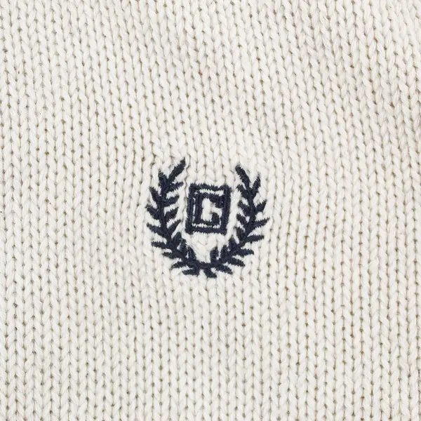 Chaps Men's L Beige 100% Cotton Long Sleeve Monogramed Knit Sweater