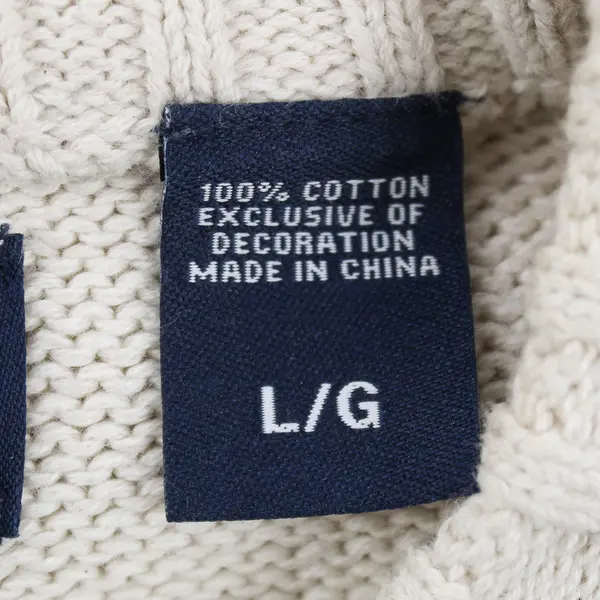 Chaps Men's L Beige 100% Cotton Long Sleeve Monogramed Knit Sweater