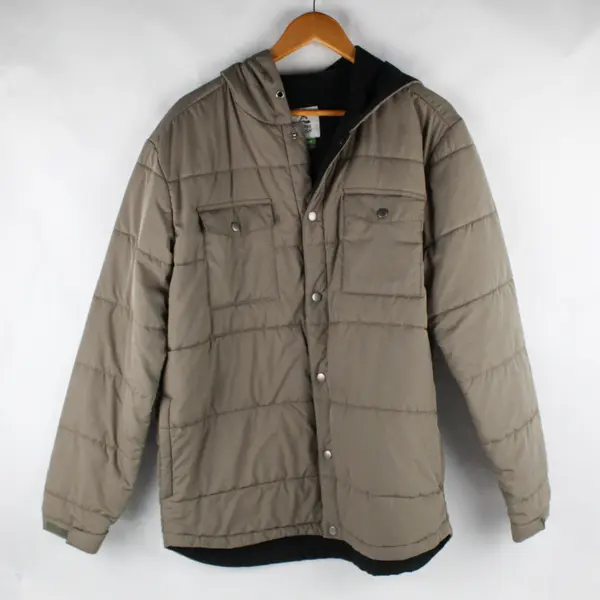 Alpine Design Men's M Brown Green Lined Quilted Puffer Jacket w/Hood