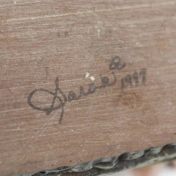 Sarah's Attic Figurine #292 Signed 1997: Bear and Angel Girl on Basket