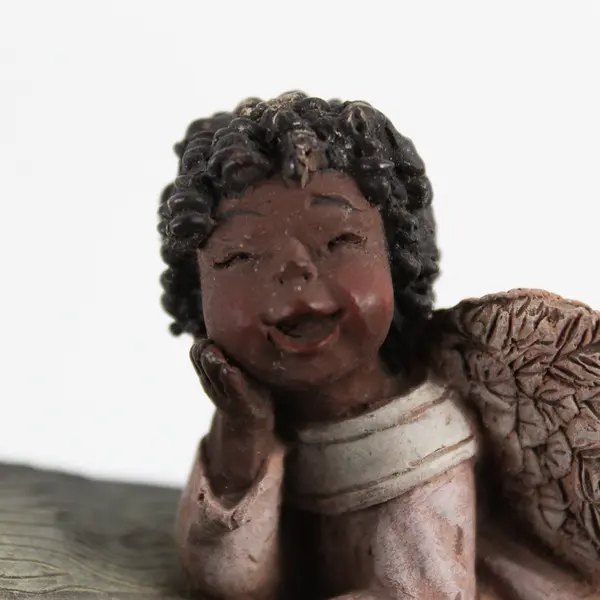 Sarah's Attic Figurine #292 Signed 1997: Bear and Angel Girl on Basket