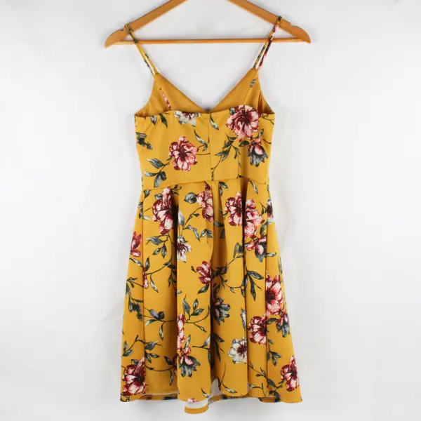 Soprano Women's/Teens Size S Yellow Floral Short Fit & Flare Strappy Dress