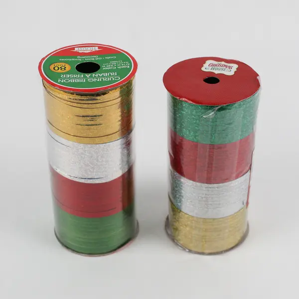 Lot of 2 Tubes of Sparkling Curling Ribbon, 80 ft. ea. Assorted Colors New