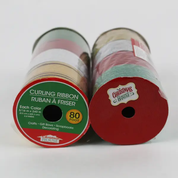 Lot of 2 Tubes of Sparkling Curling Ribbon, 80 ft. ea. Assorted Colors New