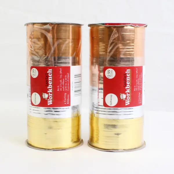 Lot of 2 Tubes Curling Ribbon 80 ft. ea Silver Gold & Bronze Colors New 2004