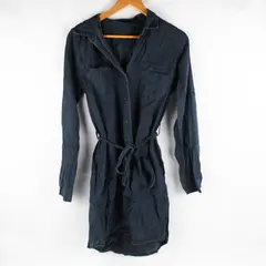 Velvet Heart Women's M Dark Blue Long Sleeve Button Up Shirt Dress