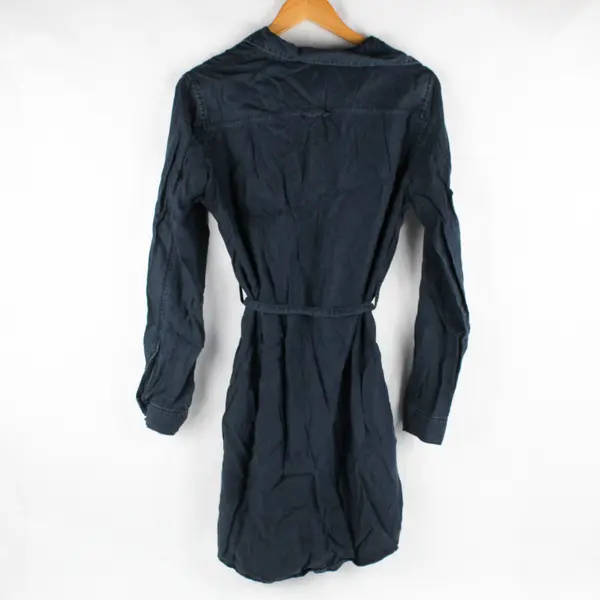 Velvet Heart Women's M Dark Blue Long Sleeve Button Up Shirt Dress