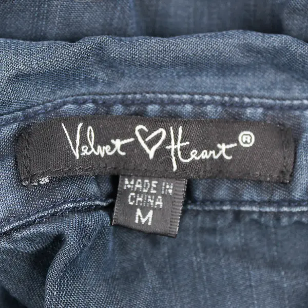 Velvet Heart Women's M Dark Blue Long Sleeve Button Up Shirt Dress