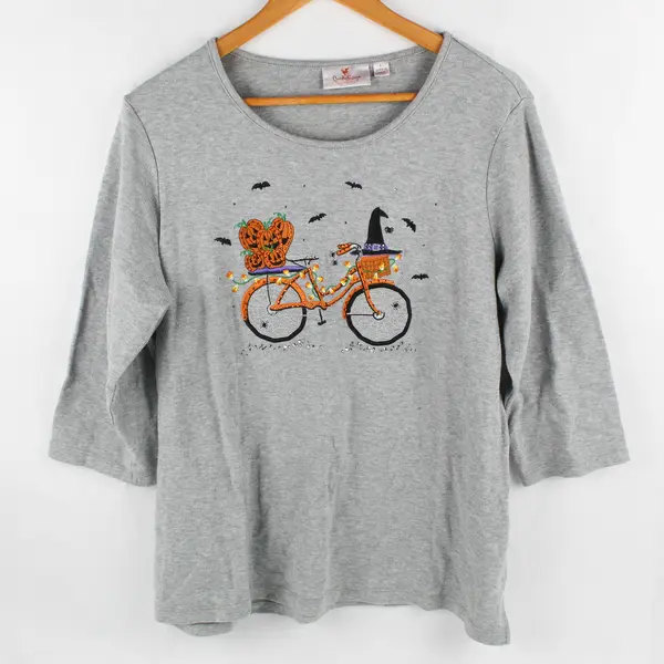 Quacker Factory by Jeanne Bice Sz L Embellished w/Sparkly Halloween Designs