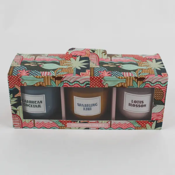 Room Essentials 3 Votive Candles Caribbean Cocktail Sparkling Kiwi Lotus Bloom