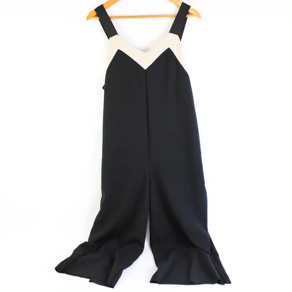 Zara Woman/Basic Collection Women's M Two Tone Cropped Jumpsuit Tie Straps