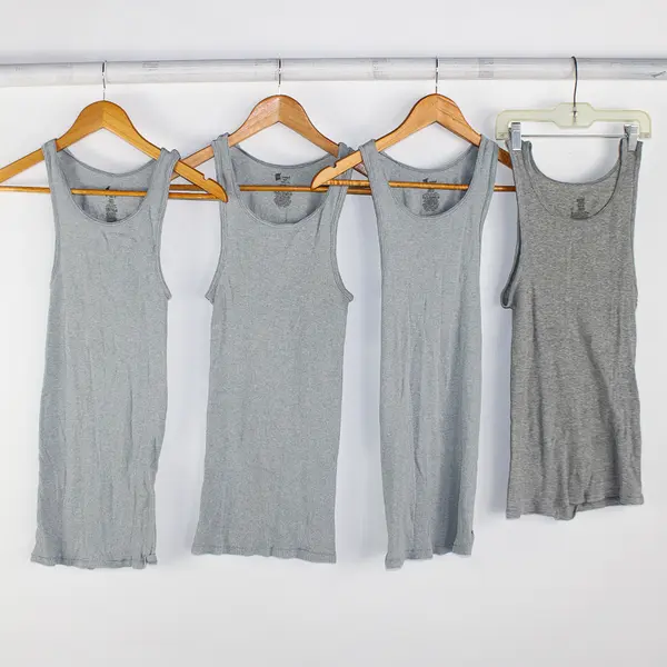 Lot of 9 Hanes Comfort Men's M Wht/Gray/Blk 100% Cotton Tank Undershirts
