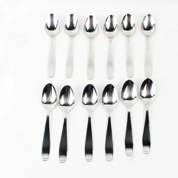 Lot of 12 RSVP Glossy Stainless Flatware 6" Teaspoons