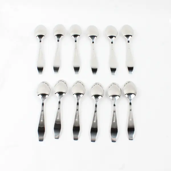 Lot of 12 RSVP Glossy Stainless Flatware 6" Teaspoons