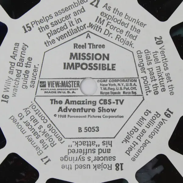 Set Of 2 Vintage View Master B5052 B5053 Mission Impossible TV Show Reels