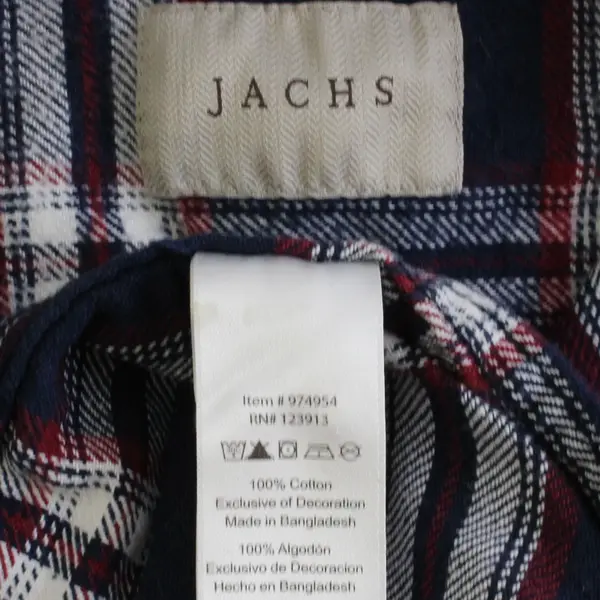 Jachs Men's M Blue and Red Plaid Heavy Weight Long Sleeve Flannel Button Up