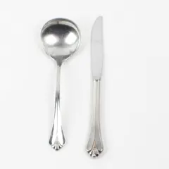 Lot of 2 Oneida Royal Flute Serving Ladle Dinner Knife Flatware