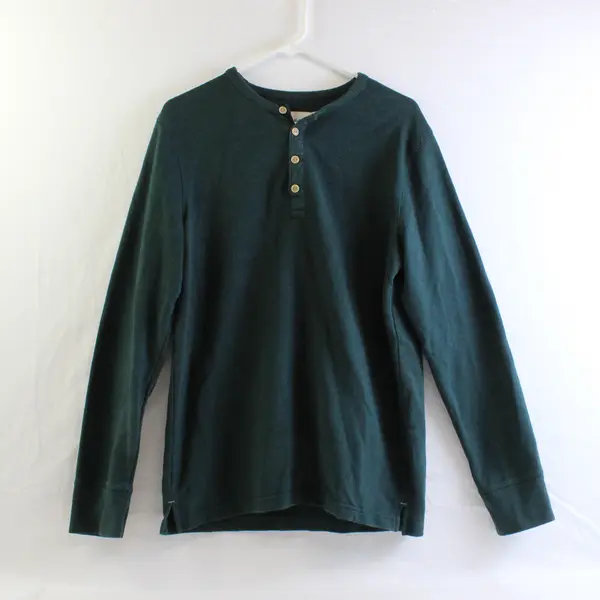 Goodfellow & Co. Men's M Dark Green Long Sleeve Cotton Blend Pullover Shirt