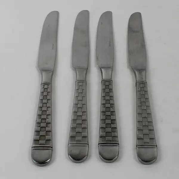 Lot Of 4 Oneida Silver Checkers (Stainless) Flatware Dinner Knives 9.75" Long