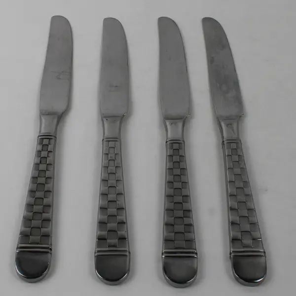 Lot Of 4 Oneida Silver Checkers (Stainless) Flatware Dinner Knives 9.75" Long