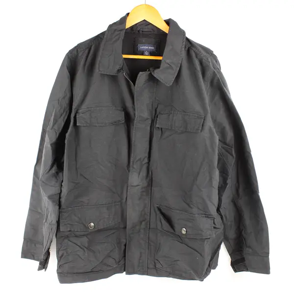 Lands End Men's L (42-44) Black Stormraker Jacket No Hood