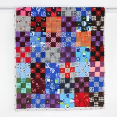 Handmade Multicolor Scrap Square Quilted Lap Quilt 50"Lx32"W