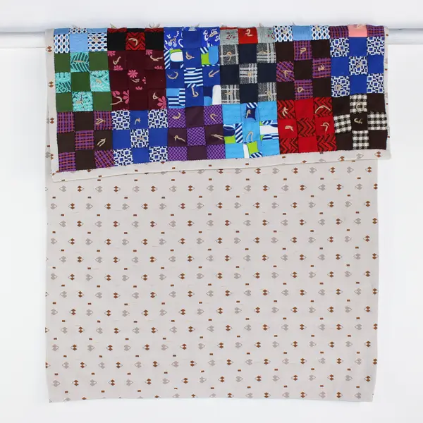 Handmade Multicolor Scrap Square Quilted Lap Quilt 50"Lx32"W