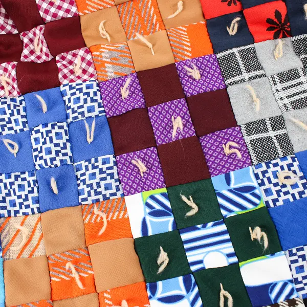 Handmade Multicolor Scrap Square Quilted Lap Quilt 50"Lx32"W