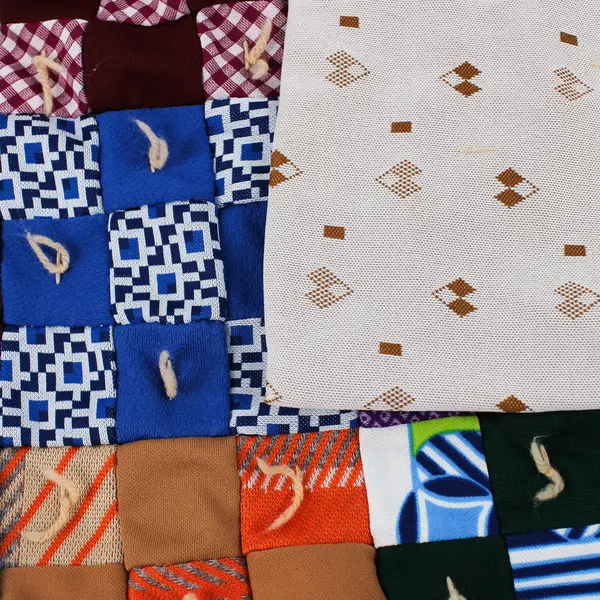 Handmade Multicolor Scrap Square Quilted Lap Quilt 50"Lx32"W