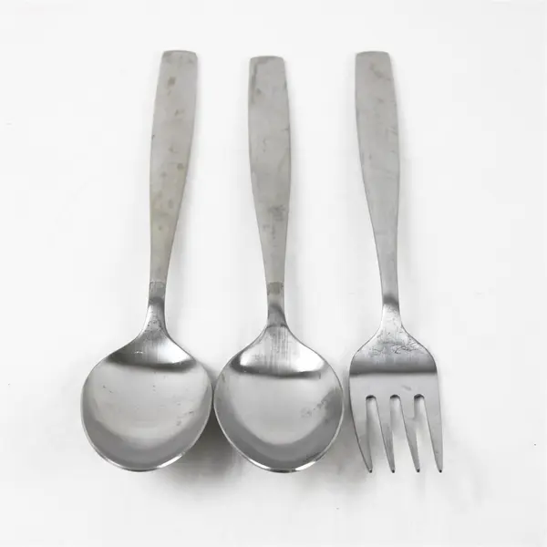 Lot Of 3 Oneida Silver Cannon (Stainless) Flatware Serving Spoon & Fork 9" Long