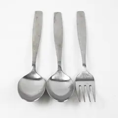 Lot Of 3 Oneida Silver Cannon (Stainless) Flatware Serving Spoon & Fork 9" Long