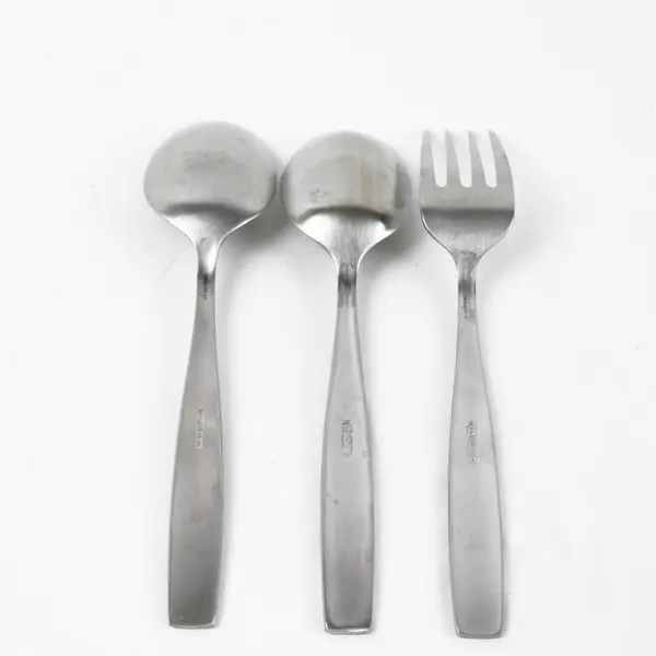 Lot Of 3 Oneida Silver Cannon (Stainless) Flatware Serving Spoon & Fork 9" Long