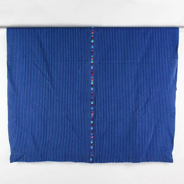 Handmade Woven Throw Blanket Multiple Shades of Blue Striped 52"Wx62"L