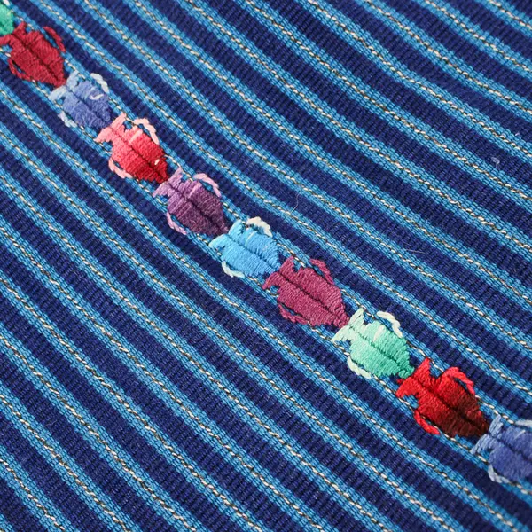 Handmade Woven Throw Blanket Multiple Shades of Blue Striped 52"Wx62"L