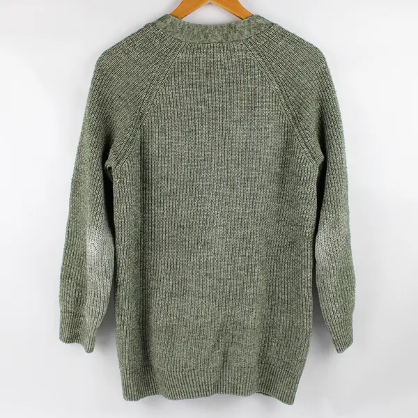 WoolOvers Women's S Heather Green Button Up Cardigan Cotton/Wool/Alpaca