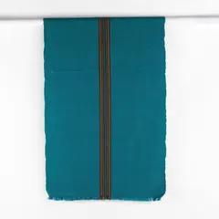 Handwoven Green/Red/Orange Striped Rug with Fringe 52"Lx24"W