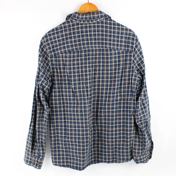 Goodfellow & Co Men's M Blue and Orange Plaid Long Sleeve Button Up Shirt