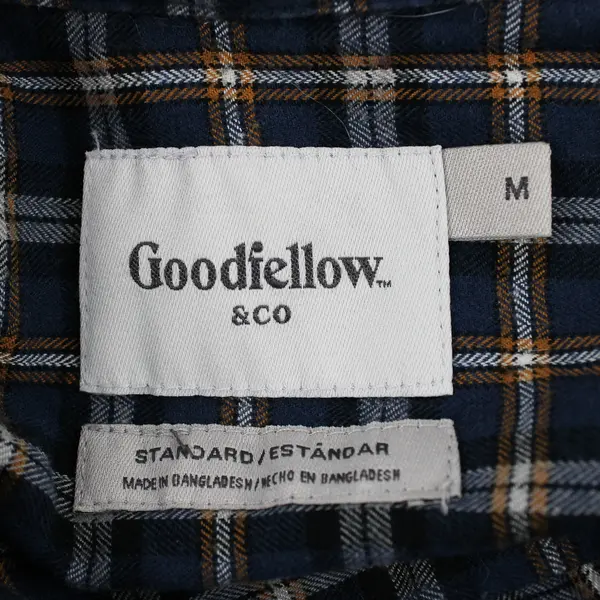 Goodfellow & Co Men's M Blue and Orange Plaid Long Sleeve Button Up Shirt