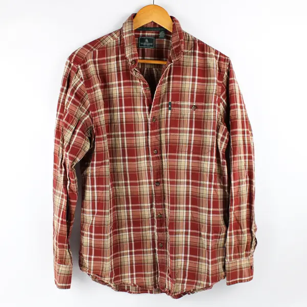 G.H. Bass & Co. Men's S Orange/Red Plaid Long Sleeve Button Up Shirt