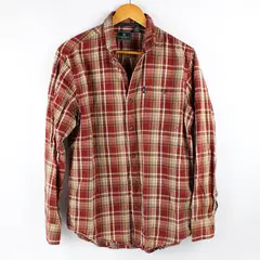 G.H. Bass & Co. Men's S Orange/Red Plaid Long Sleeve Button Up Shirt